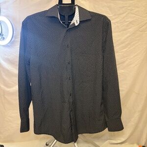 Society of Threads Men’s Geometric Pattern Dress Shirt White/Black Size M